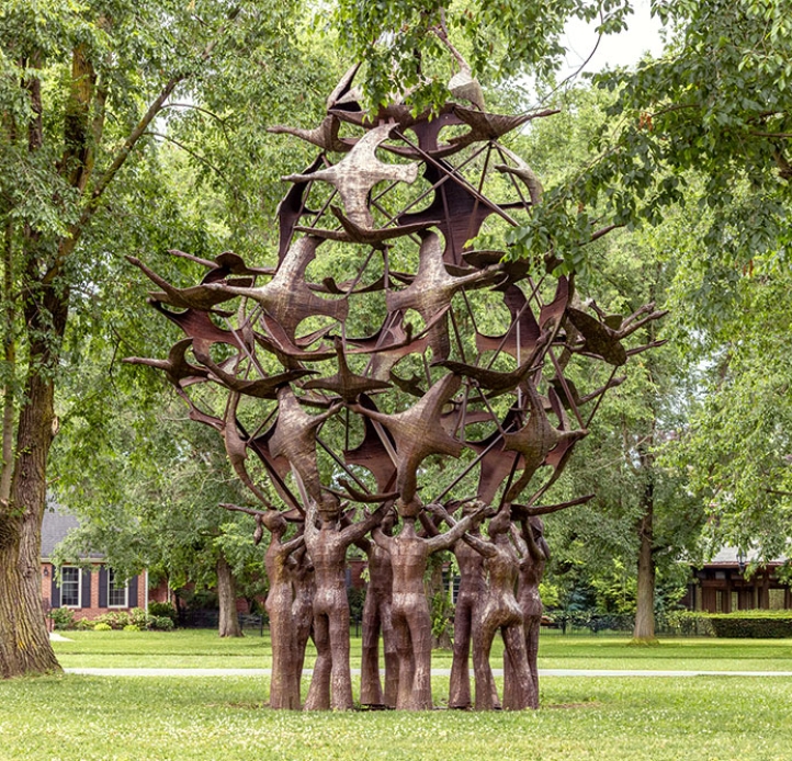 Bronze sculpture in the trees