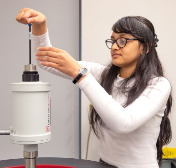 Student doing physics research